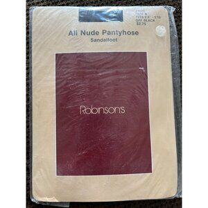 Vintage Robinson's Off Black Pantyhose Sandalfoot Size B Off Black Robinsons Pac